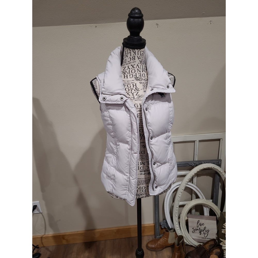 Abercrombie Down Puffer Vest Kids SZ Large or Women's XS Neutral Off White putty